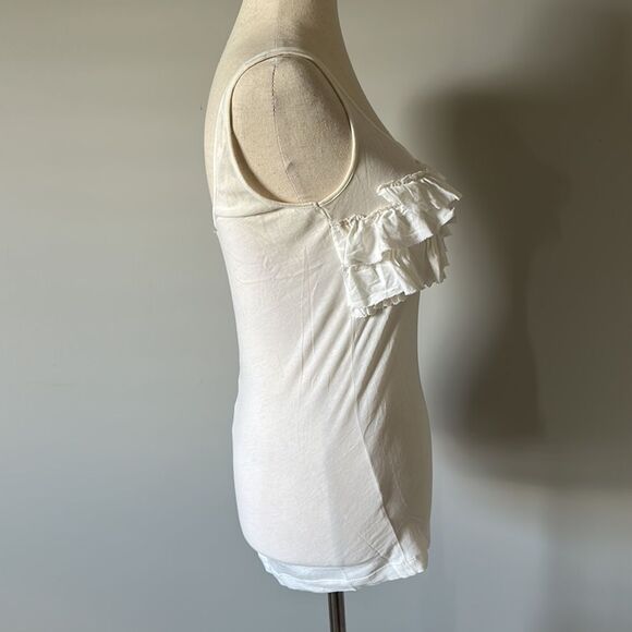 J Crew sz XS white ruffle front tank scoop neck - Picture 3 of 6